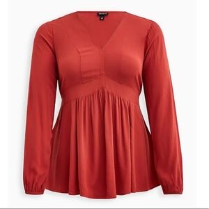 NWT TORRID BABYDOLL BLOUSE - GAUZE SPICE RED